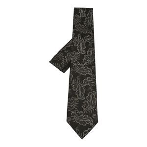 MEN'S FRATELLO TIE & HANKY SET BLACK AND SILVER FLORAL PATTERN.